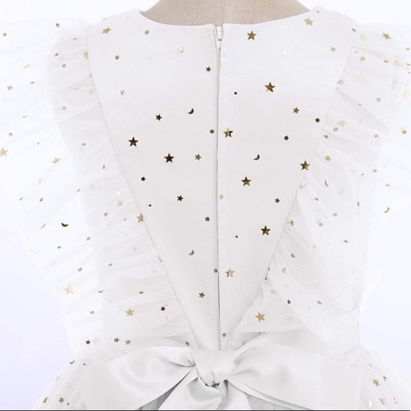 NWT White tulle dress with gold stars detail - Picture 2 of 12